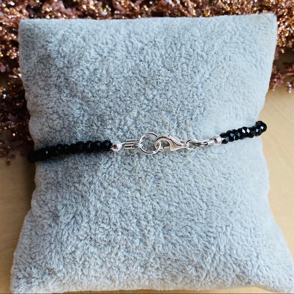 Green Onyx Black Spinel Gemstone Sterling Bracelet - Picture 8 of 9